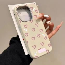 Cute Wine Pink Little Love Heart Phone Case For iPhone 16 15 14 Pro Max 13 12 11 XS 16E X 7 8 Plus SE Soft Leather Silcone Cover
