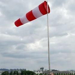2.4m 3m Secure Airport Thickened Windsock Wind Vane Flags Weather Vane, Waterproof Reflective Wind Bag Warning Flag Red White