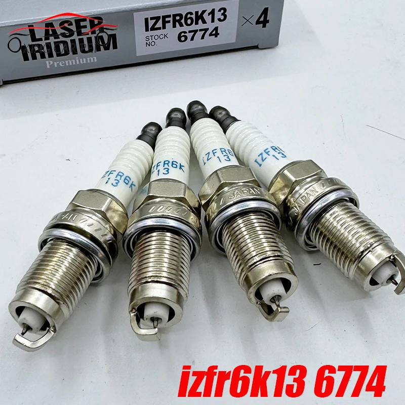 Vela de ignição de irídio laser izfr6k13 6774, 4 unidades, para honda 2003-2007 accord L4-2.4L fit 2007 - 2011 L4-1.5L peça de automóvel