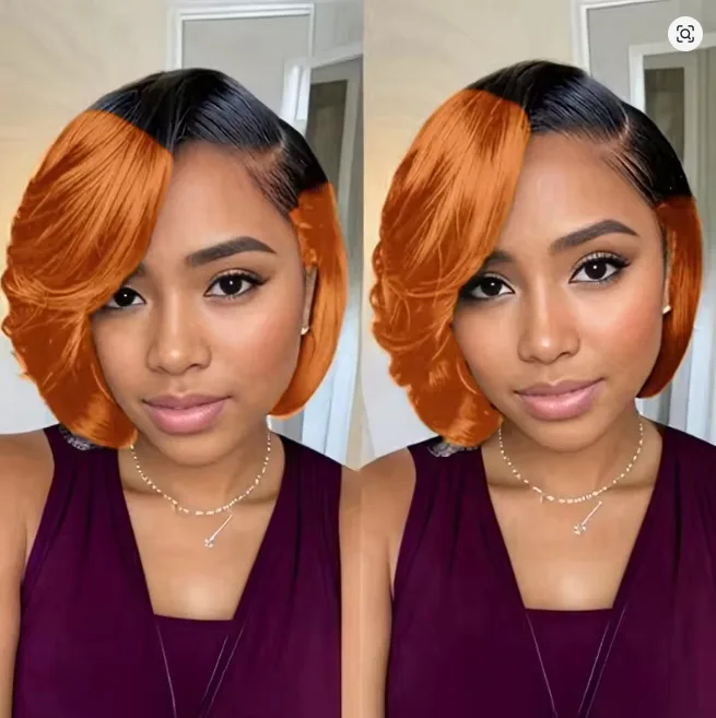 Trendy Side Part Dyed Short Straight Wig for Women, Fashion New Arrival Wigs