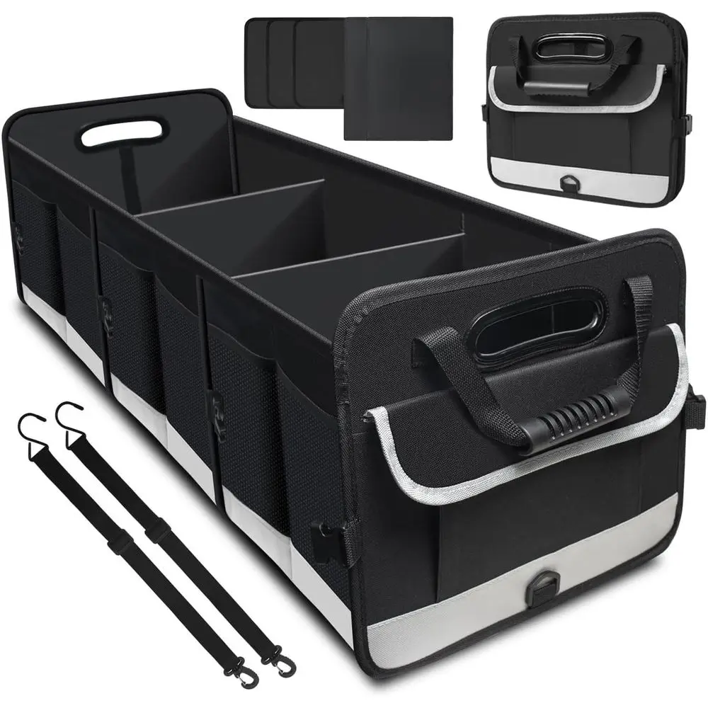 

95L Large Capacity Car Storage Organizer with Non-Slip Bottom Strips and 2 Retractable Straps