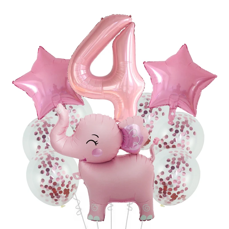 10 قطعة بالونات الحيوانات البرية لطيف الغابة موضوع حديقة الحيوان لوازم الحفلات 4D الفيل عدد بالونات الأطفال حفلة عيد ميلاد لوازم
