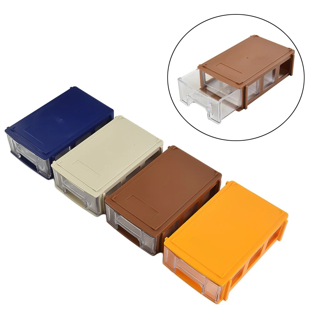 Stackable Storage Box Blue/grey/brown/yellow 140*90*40mm Component Screws Toolbox Hardware Parts PE Stackable Thicken
