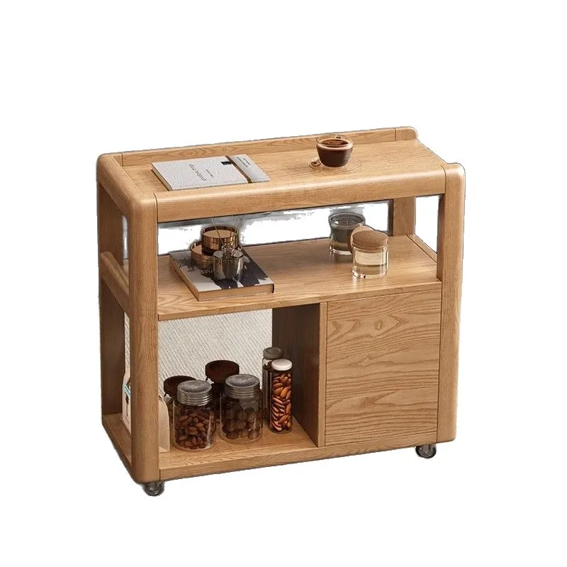 

Ash wood tea cabinet household solid wood coffee table mobile side table boiling water tea table integrated living room sofa