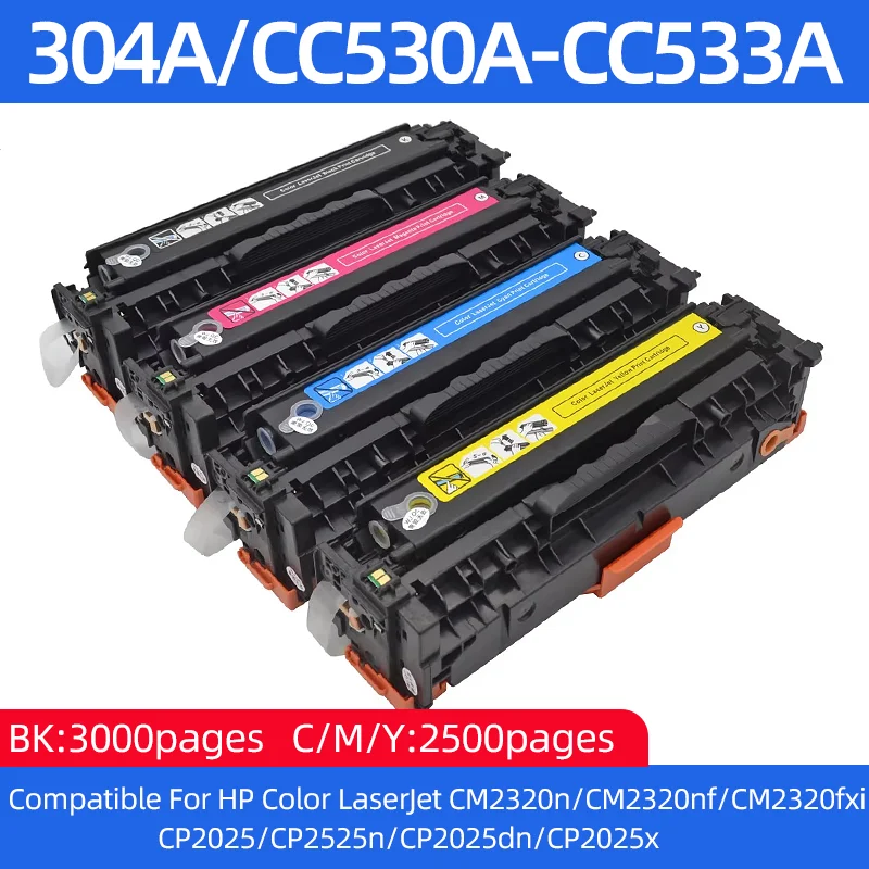 

304A CC530A 531A 532A 533A тонер-картридж, совместимый для принтера HP Color Laserjet CM2320n CM2320nf fxi CP2025 CP2525n CP2025dn