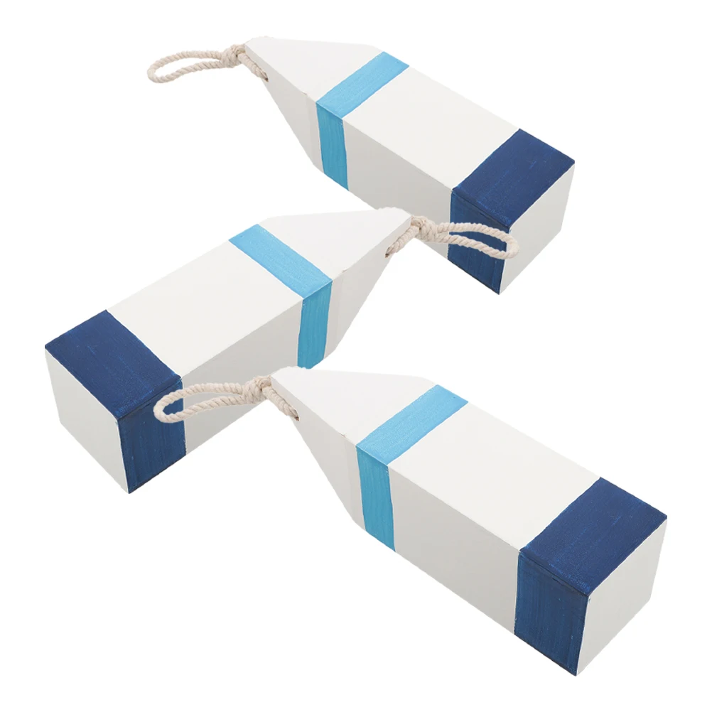

3pcs Float Beach Nautical Buoy Ornament Coastal Wooden Sculpture Sign Coastal Tiered Tray Decor Handmade Decor
