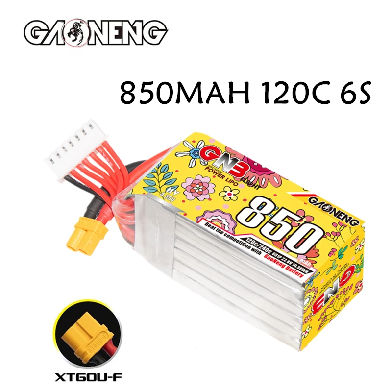 

GNB 6S 22.8V 850mAh 120C Lipo Battery For FPV Racing Drone RC Models Multicopter Helicopter Parts XT60 Plug 22.8V Battery