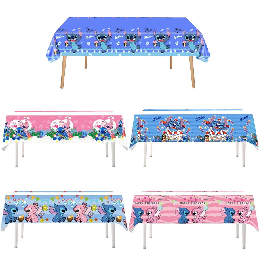 

Скатерть для вечеринки Disney Stitch, принадлежности для дня рождения, украшение в виде розового ангела, синий скатерть, скатерть для мальчиков и девочек, товары для вечеринок