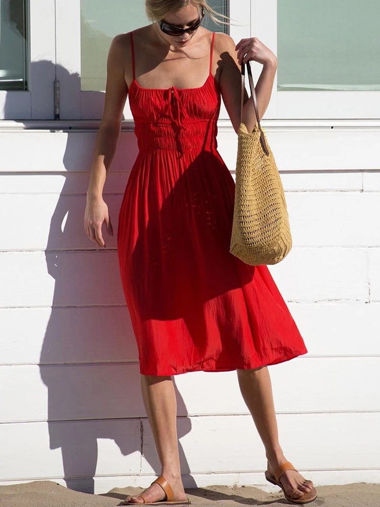 

Red Kendall Dress Beach Vacation Small Size Women's Maxi Dress One Shoulder High Waist A-Line Skirt Summer Casual Dress