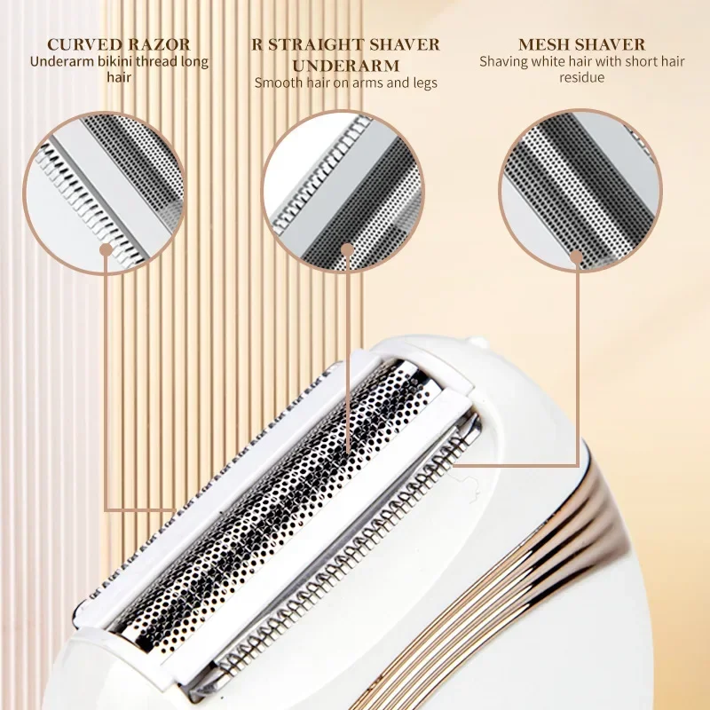 2 IN 1 Electric Hair Removal Epilator For Women Hair Trimmer Shaver Bikini Underarms Arm Leg Private Parts Lady Razor Depilator