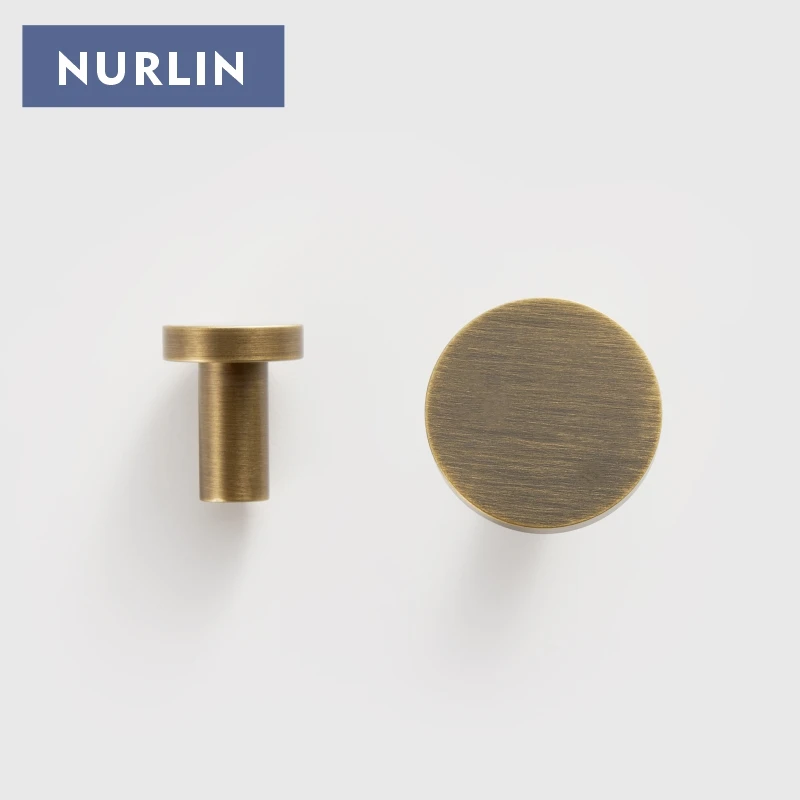 Nurlin Solid Brass Plain Modern Style Antique Bronze Kitchen Cabinet Wardrobe Drawer Knobs Furniture Handle T-bar