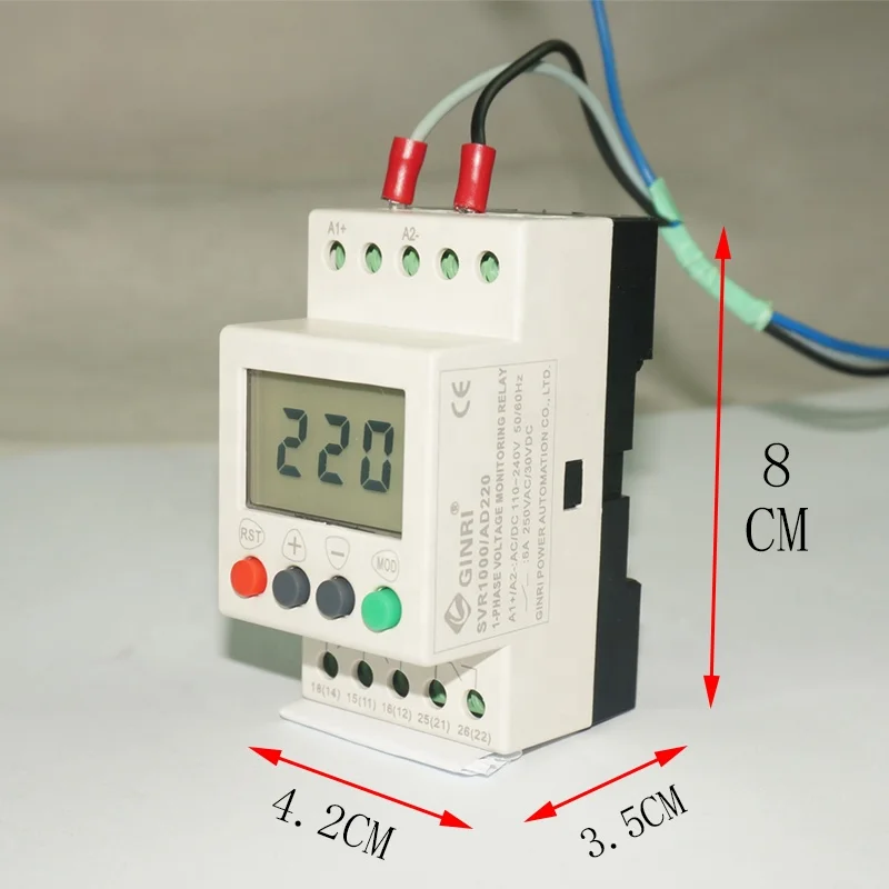 SVR1000/AD48 LCD 단상 AC & DC 24~48V 과전압 및 저전압 릴레이 전압 보호기