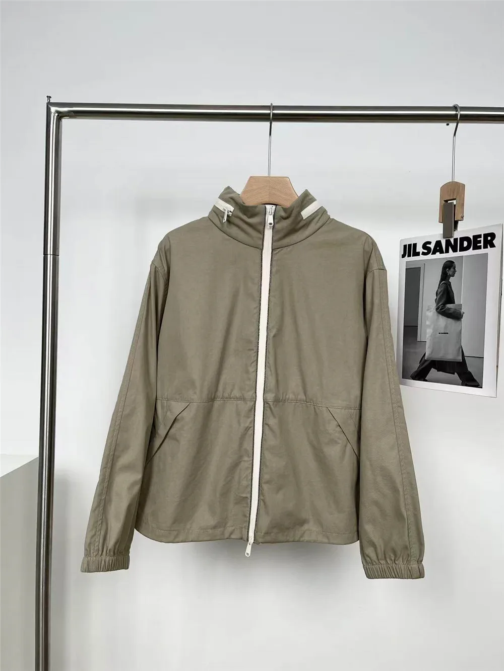 

2026 Spring Women's New High Quality Hooded Zipper Nail Bead Cotton Casual Windcoat Coat