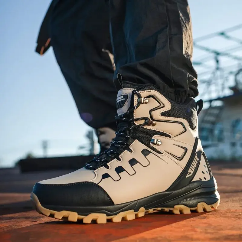 

2024 Leisure Sports Winter Men's Waterproof High-top Shock-absorbing and Wear-resistant Outdoor Velvet Thermal Hiking Snow Boots