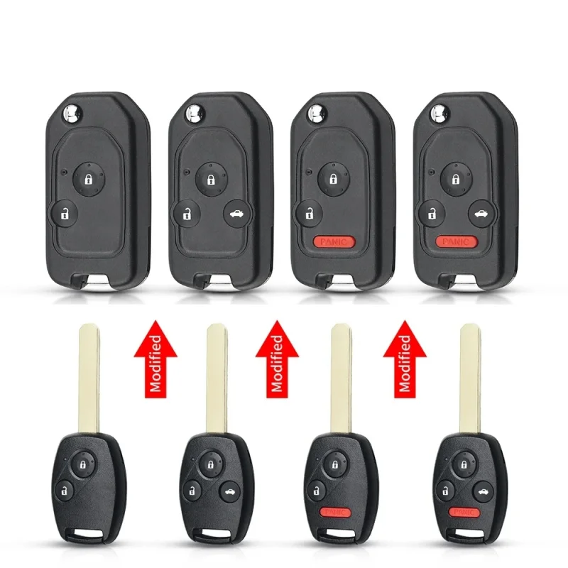 

Modified Car Key For Honda Accord Civic CRV Pilot 2007 2008 2009 2010 2011 2012 2013 Remote 2/3/4 Button Flip Folding