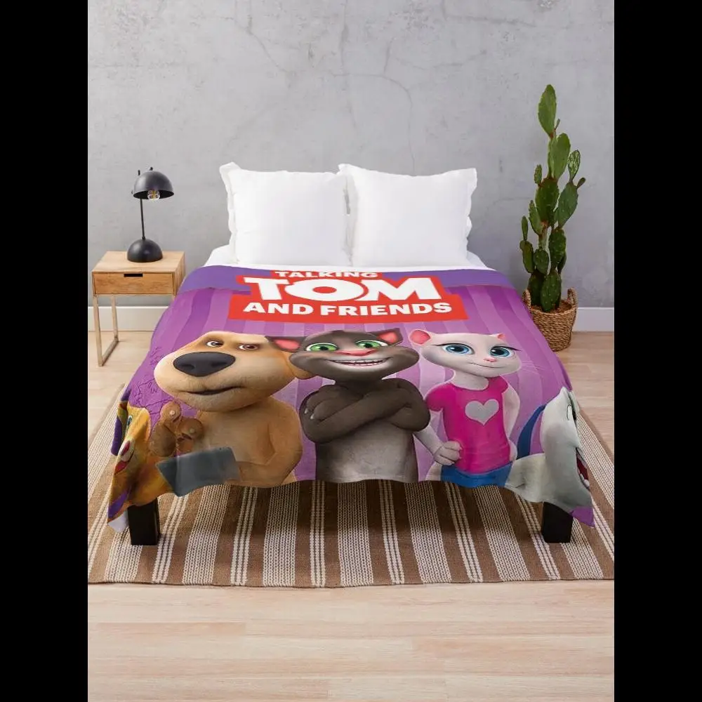 My Talking Tom  Throw Blanket with Sixtom and Friends  Cozy Soft Plush for Kids and Adults