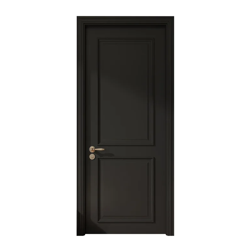 

Waterproof and soundproof indoor door Light luxury black paint log study door Swing door