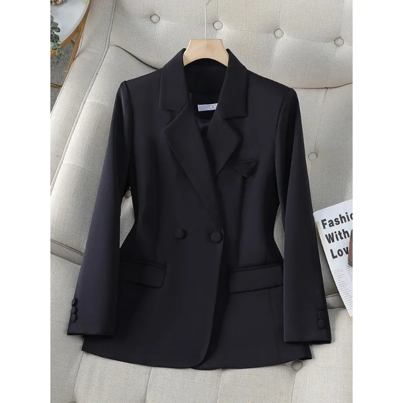 Blazer de manga comprida para mulheres, damasco, preto, marrom, feminino, senhora do escritório, monocromática, jaqueta, casaco de negócios, roupa de trabalho