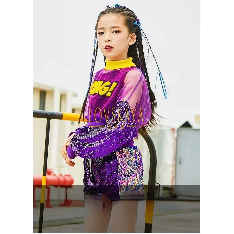 3 Stuks Set Jazz Dance Kostuum Kinderen Street Hip Hop Dance Stage Lovertjes Kostuum Voor Meisjes