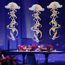 Sparkling Jellyfish Honeycomb Sea Animals Party Decors Flashing Jellyfish Pendants Kids Girls Happy Ocean Birthday Party Decor