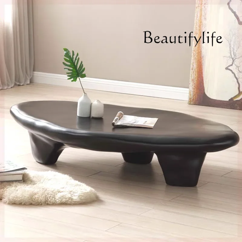 V Postmodern Black Irregular Coffee Table Special-shaped Tea Table Living Room Small Apartment Pebble Table