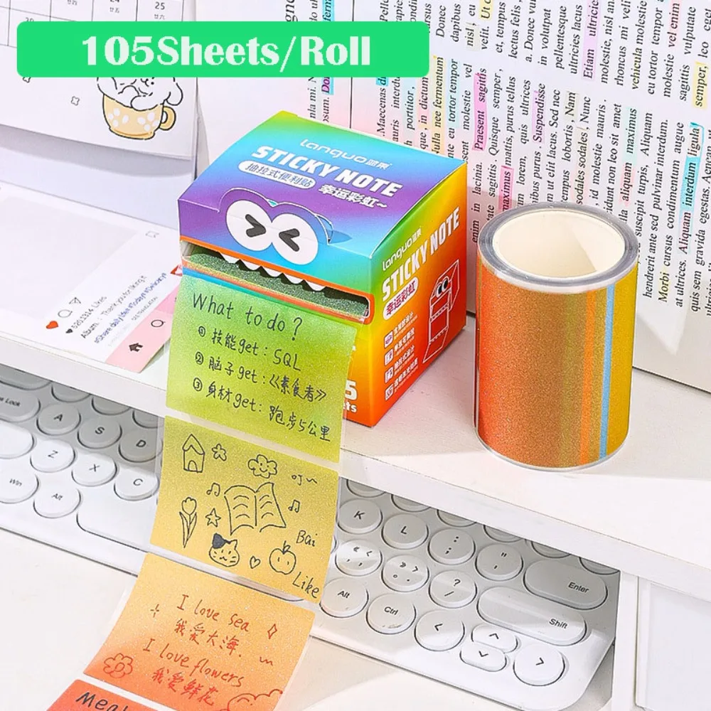 105 Sheets Cartoon Memo Pad Paper Pull Out Design Self-Adhesive Sticky Notes Korean Style Planner Sticker