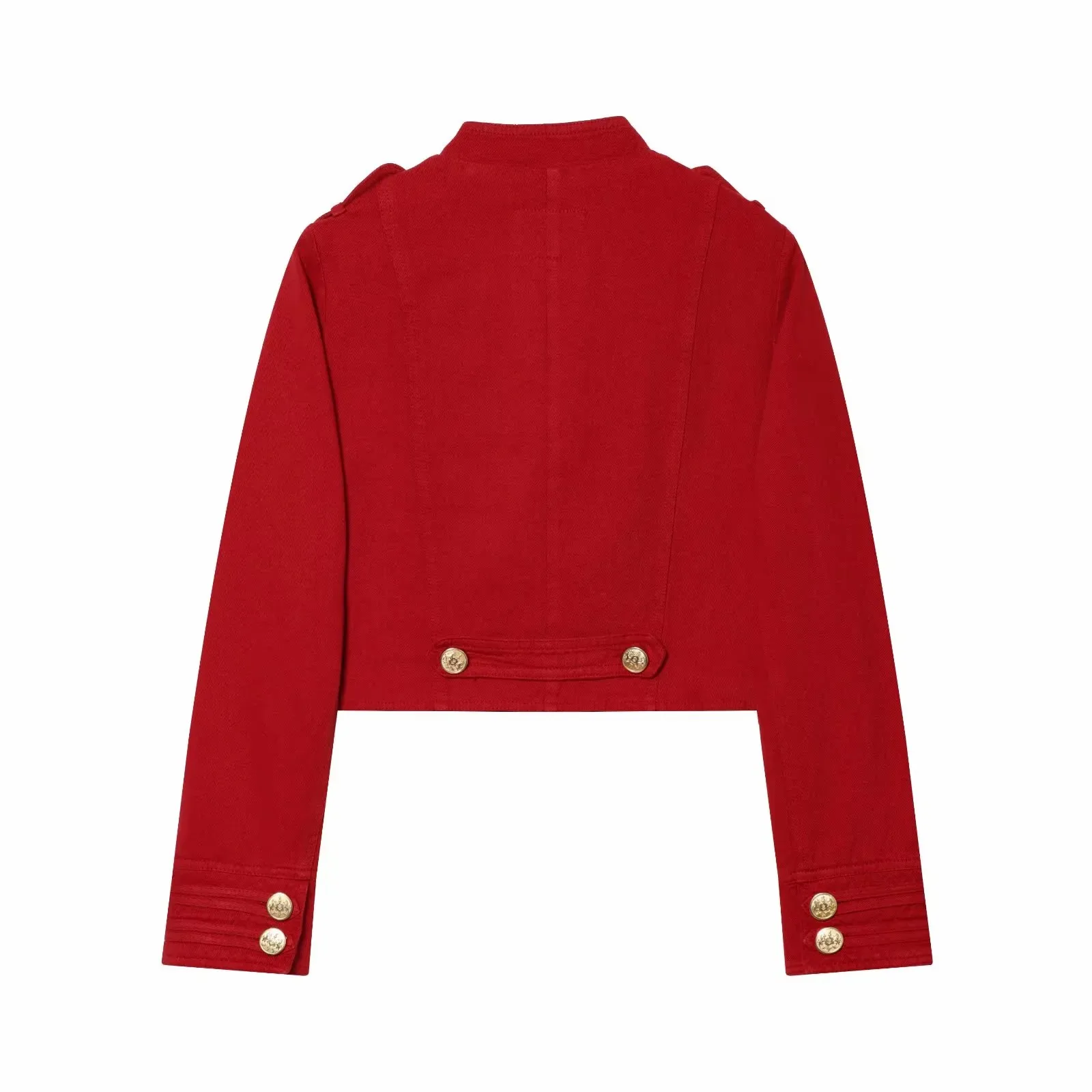 Damen Vintage Streetwear Einfarbige Jacke Elegante Rote Mode Doppelreihiger High-Street-Chic Damenmantel – Detail 3