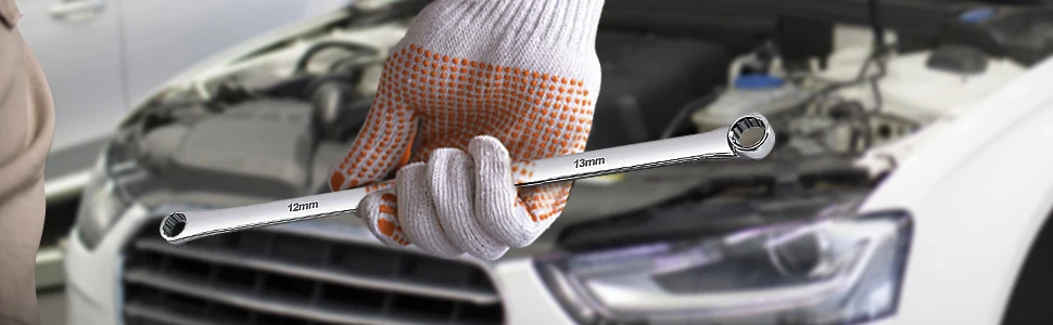 EZARC Extra Long Box End Wrench Metric Combination Durable Aviation Spanner CRV 8mm-19mm Chrome Vanadium Steel Repair Tool 1PC