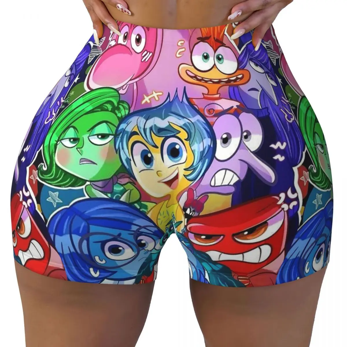 

Женские спортивные шорты для йоги и фитнеса с аниме-принтом, двусторонние, для бега и тренировок в спортзале