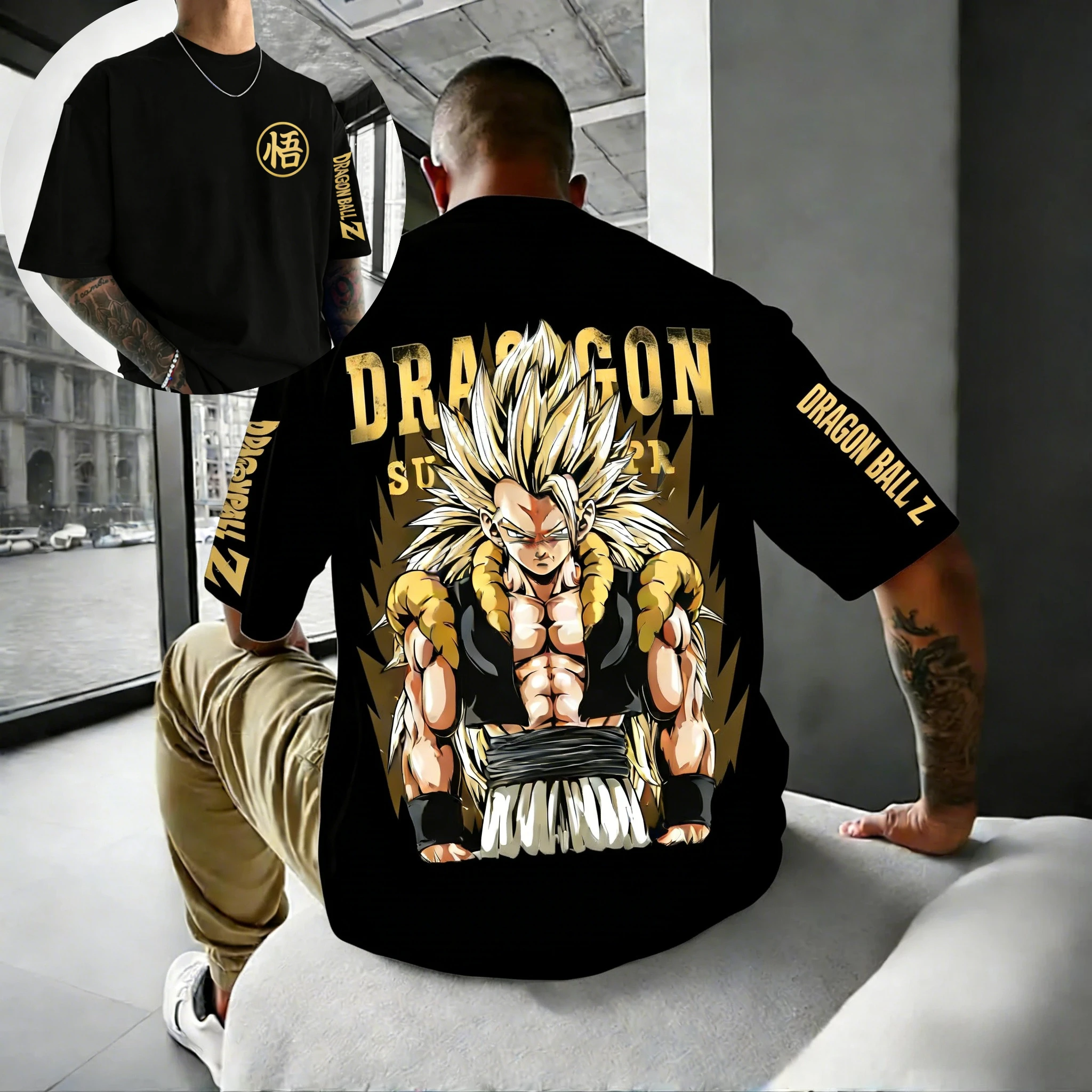

Футболка оверсайз «Драгон Болл Супер Сайян 3 Готенкс» 2026 года, летняя, высококачественная, 100% хлопок, с принтом, в стиле ретро-аниме, для мужчин и женщин