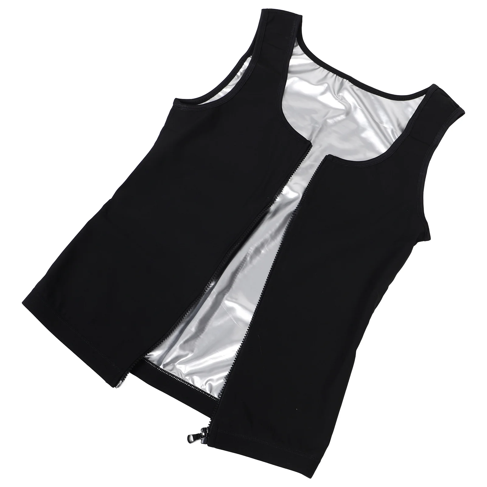 

Men'S Sauna Vest With Zipper Short Sleeve Compression Sweat Vest For Waist Training Quick Dry Fitness Gear Running Gym Workout