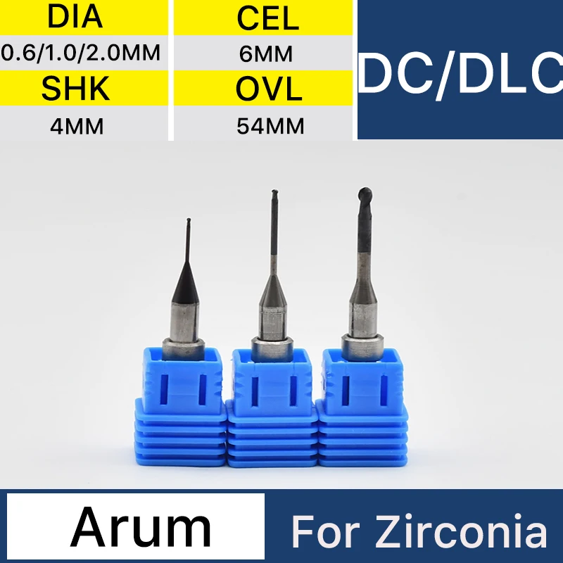 XANGTECH-Fresa Arum DC/DLC, bloque de circonita Dental, 0,6/1,0/2,0mm