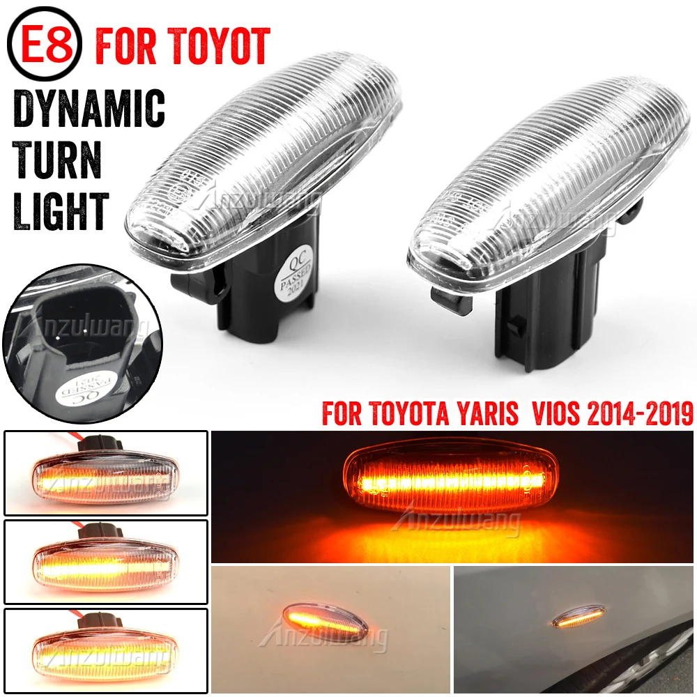 Clignotant latéral dynamique à LED pour Toyota Yadditif Vios, clignotant séquentiel, 2014, 2015, 2016, 2017-2019, 1 paire