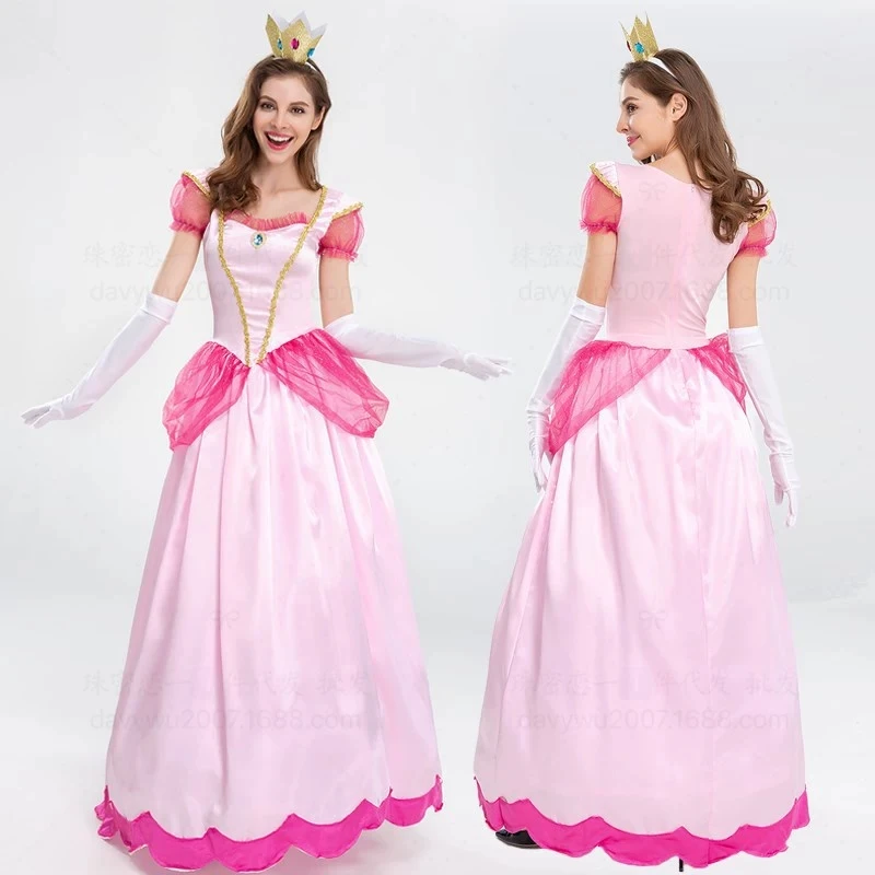 Neues Prinzessinnenkleid Palast-Party Königinnen-Rock Rosa Pfirsichblüten-Kleidung Anime Halloween-Kostüme für Frauen