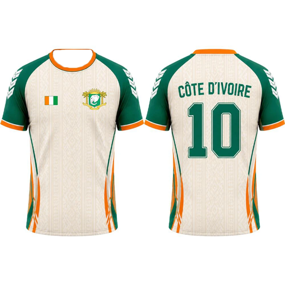 2026 Summer New Family Matching Ivory Coast Football Team 3D Printed Short Sleeve Quick Drying Training Thin T-shirt