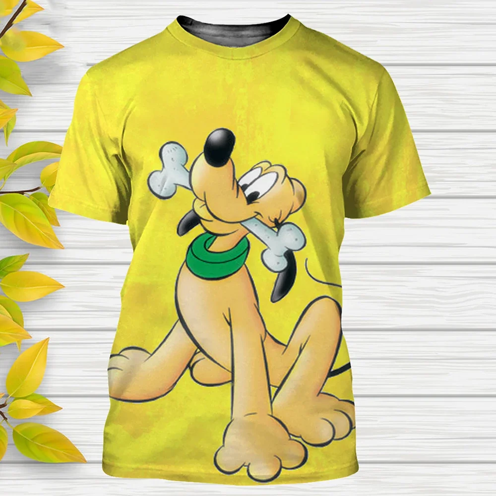 2024 Disney Mickey Mouse Pluto Dog 3D Print T-Shirts Cartoon Anime Streetwear Men Women Oversized T Shirt Kids Boys Tees Tops