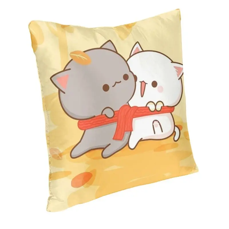 Romantic Mochi Cat Peach And Goma Square Pillow Case Home Decor Cushions Throw Pillow for Car Double-sided Printing