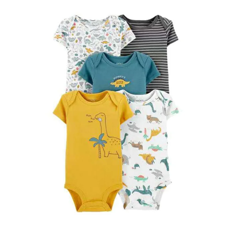 5PCS/Lot Baby Bodysuits Newborn Baby Boy Girl Clothes Fashion Short Sleeve 100% Cotton Baby Jumpsuit Summer Baby Clothing 0-24M