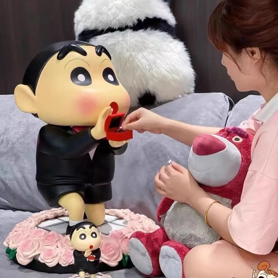 Anime Crayon Shin-chan Figure Kawaii Propose Marriage Crayon Figures PVC Peripheral Series Model Decor Doll Valentine's Day gift