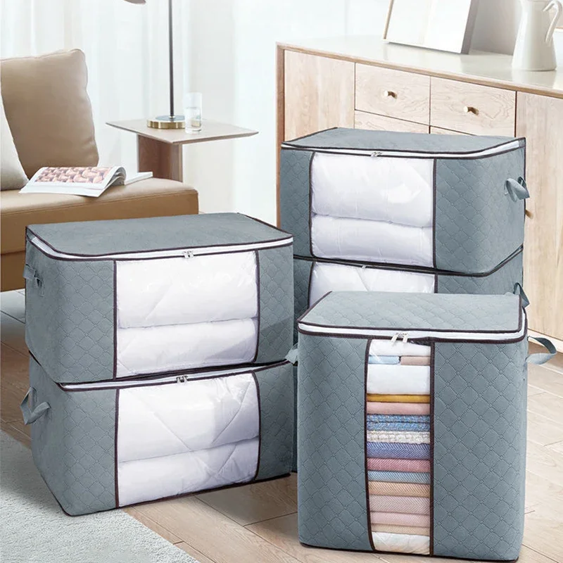 Saco Organizador Dobrável de TNT para Roupas e Edredons, Caixa de Armazenamento para Guarda-Roupa, Suprimentos de Organização Doméstica, Sacos Otimizadores de Espaço
