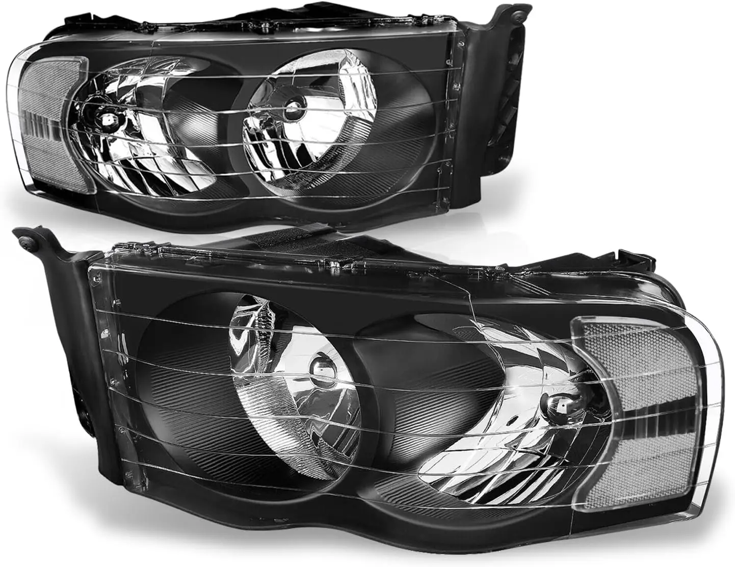 

Headlights Assembly Compatible with 2002 2003 2004 2005 Dodge Ram 1500 2500 3500, Driver and Passenger Side Halogen Headlamps Re