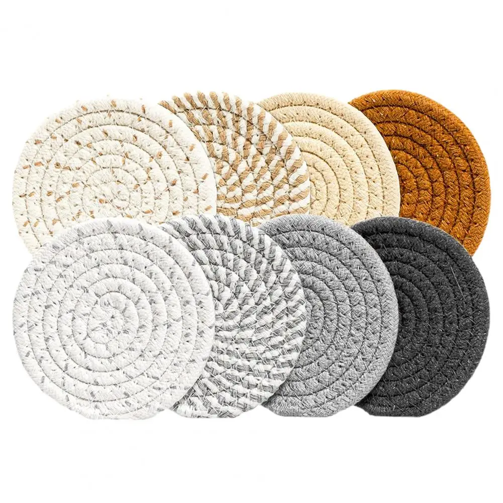 

Woven Coaster Set Table Protection Coasters Durable Coaster Set with Holder Absorbent Placemats Minimalist Drink for Home