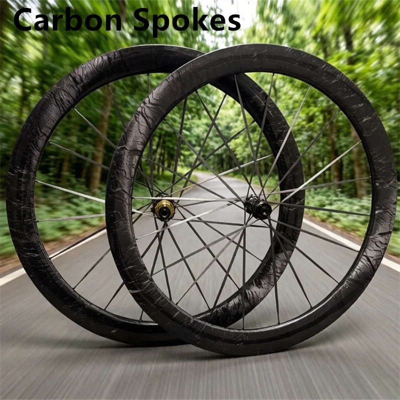 700c marble-pattern carbon fiber spokes, T800 carbon fiber wheel hub, road disc brake wheel set, depth 40, 50, 60 mm