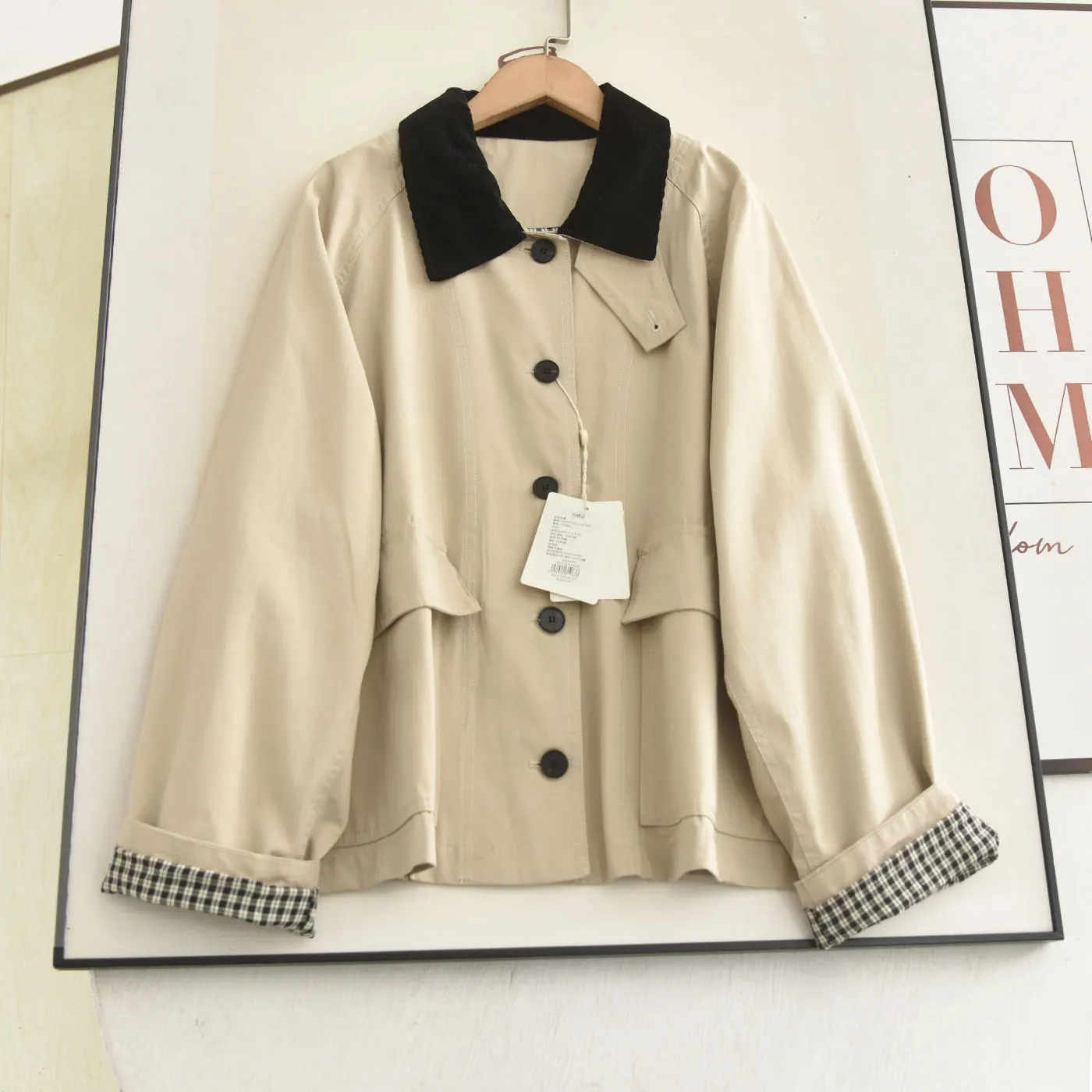 

Универсальное приталенное винтажное пальто Hecun Cotton Barn Sle Jaet Color Block для женщин всех размеров