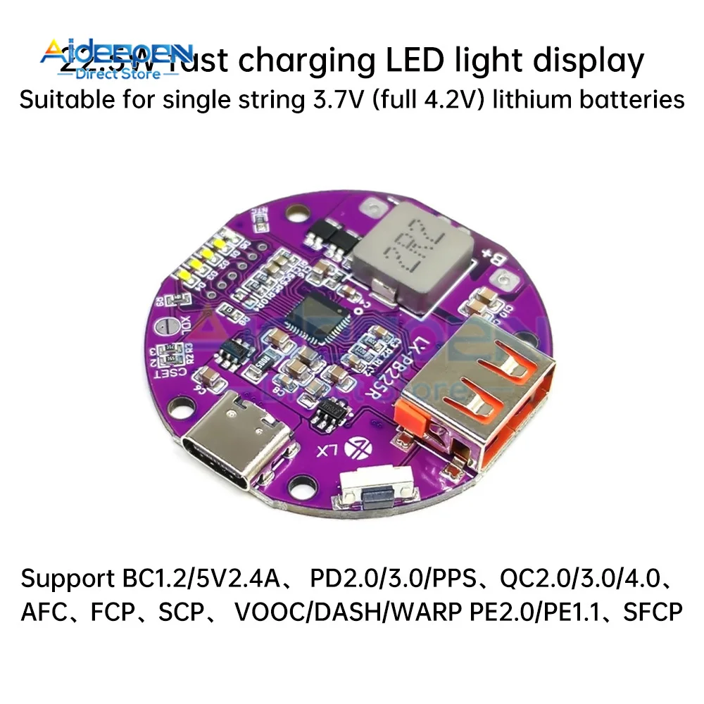 22.5W Power Bank Bidirectional Fast Charging Mobile Power Module Circuit Board With Digital/Light Type-C USB Suppor PD/QC3.0 2.0