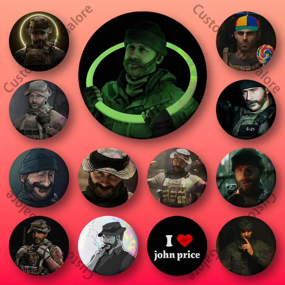 Captain J-John P-Price Customizable Badge Tinplate Brooch Laser Film Lapel Pin for Decoration Party Small Gifts