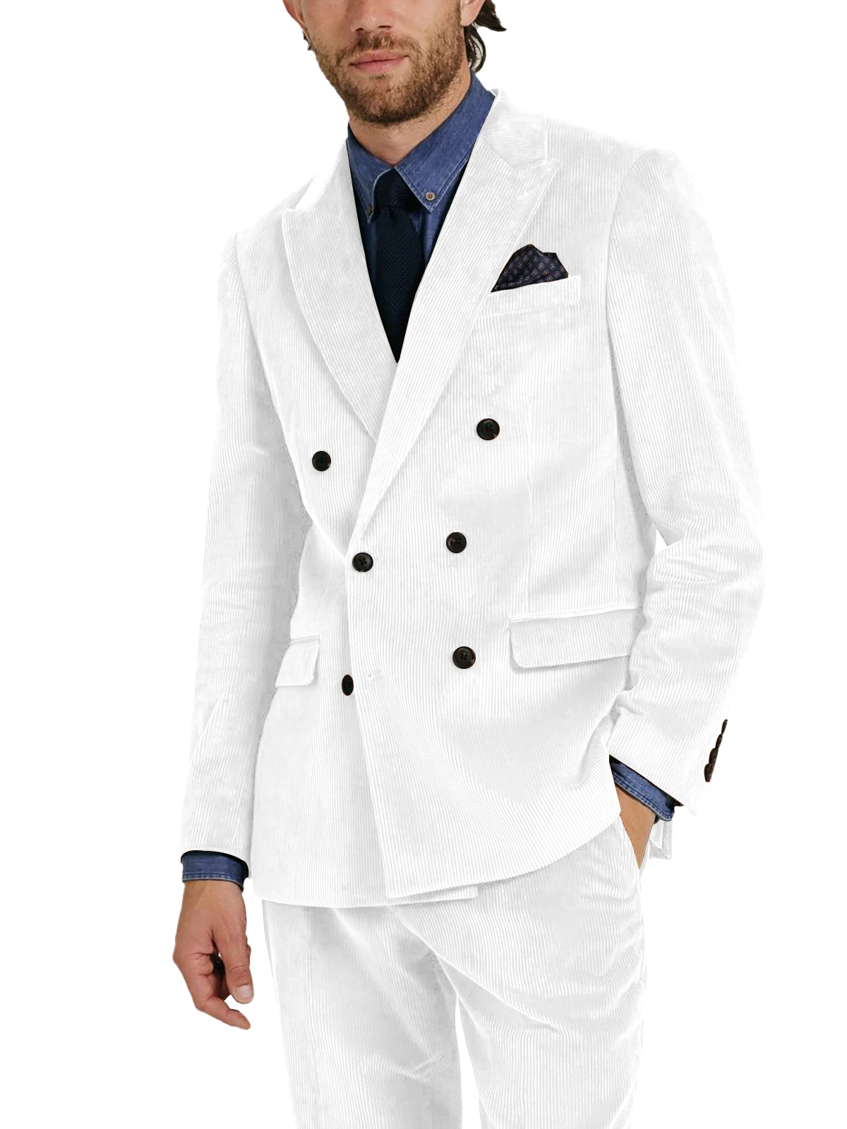 

Комплект из 2 предметов (куртка + брюки), деловой повседневный вельветовый мужской костюм в стиле ретро, вельветовое пальто, вельветовые повседневные брюки прямого кроя