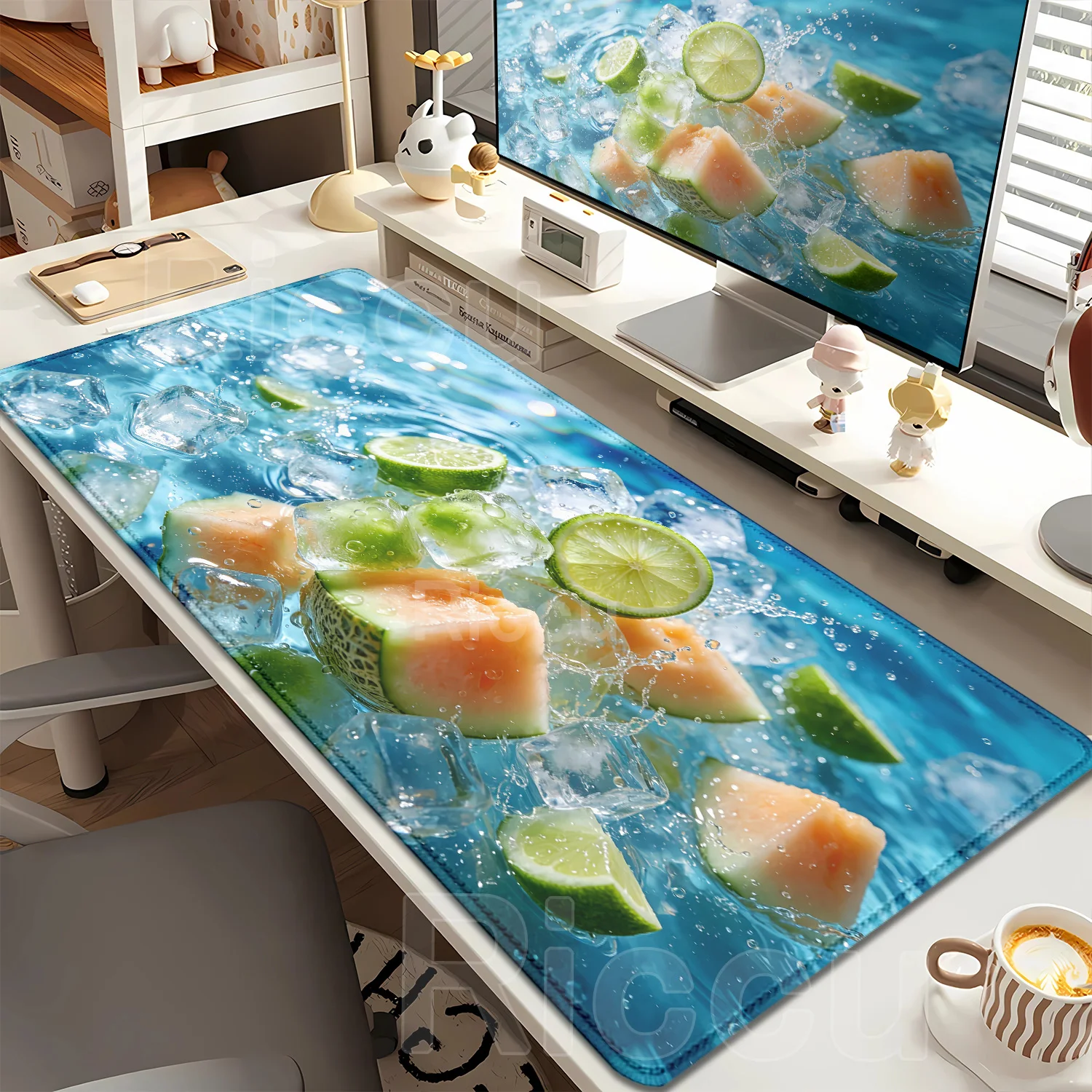 Rubber Chilled Fruit Pattern Fresh Art Mouse Pad Large PC Gaming Mousepad with Thick Stitched Edge