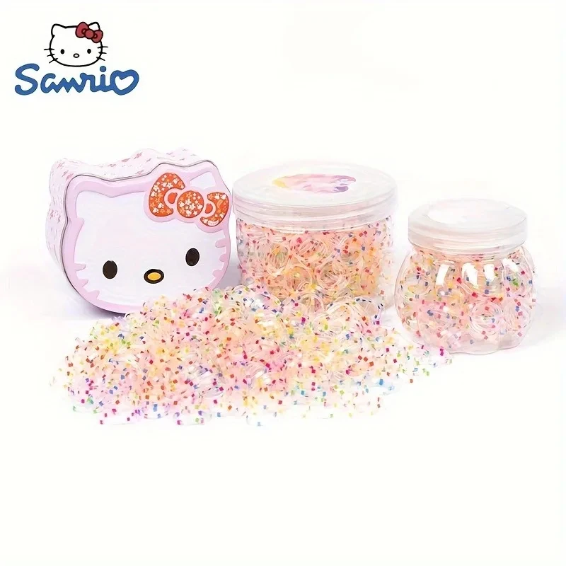 800 Pcs Sanrio Hello Kitty Hair Tie Set Cute Anime Hair Accessories Sweet Recyclable Storage Box Women's Stretch Elastic Band