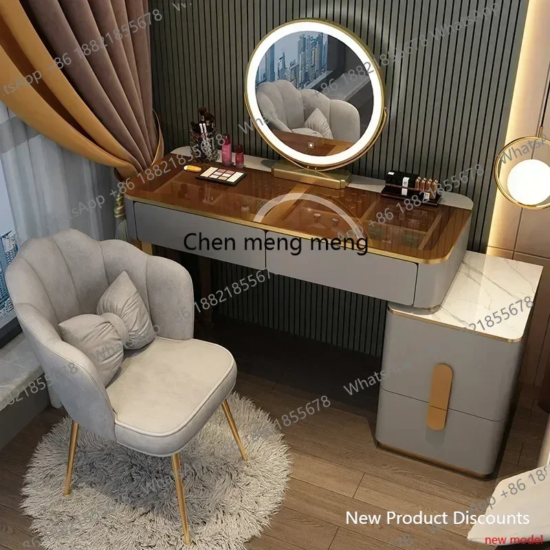 

C6601 Роскошный туалетный столик в скандинавском стиле с зеркалом, комод для спальни, туалетный столик с подсветкой, мебель для спальни